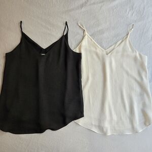 Express sz S 2 Spaghetti Strap Tank Tops Black & White Vneck Blouses - 90s layer